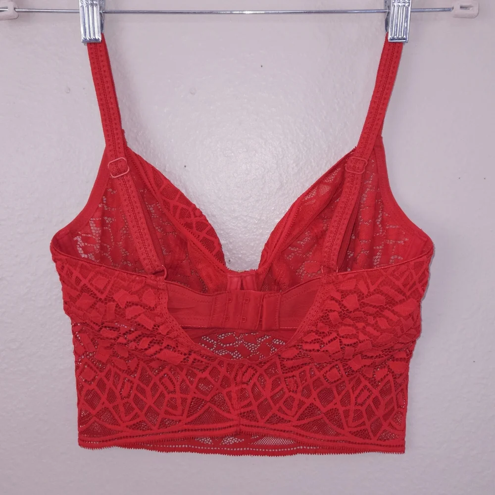 New! FREYA Soiree Longline Lace Underwire Bra 30G Rouge Red Bralette - Picture 5 of 7